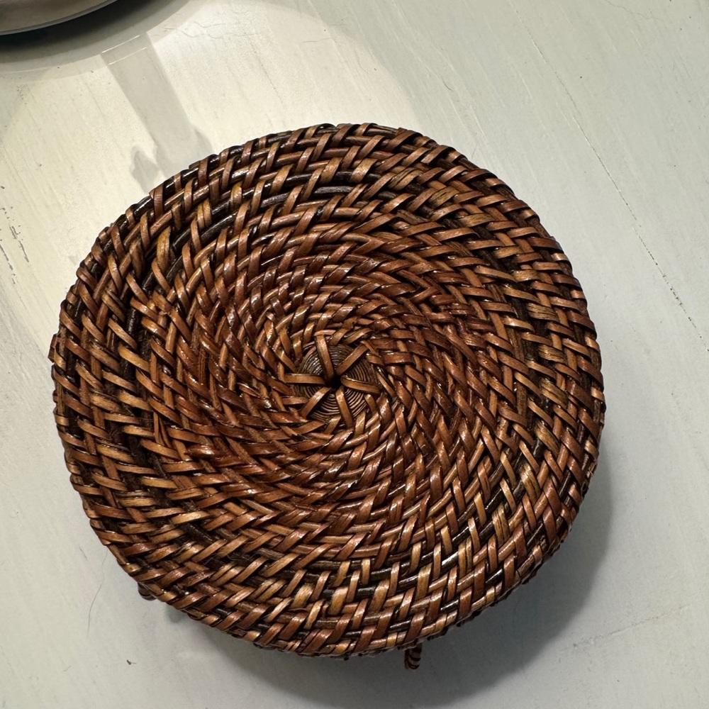 Set of Woven Coasters with Container